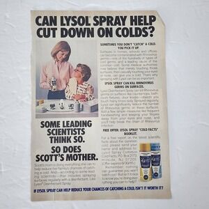 Vintage Print Ad Lysol Disinfectant Spray mom & young son clipping 1985